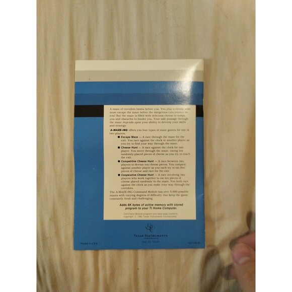 A-MAZE-ING for Texas Instruments TI-99/4A - Complete In Box - Tested - Picture 5 of 11